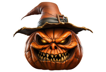 Jack O' Lantern, cut out. Halloween pumpkin in hat, the main symbol of the Happy Halloween holiday