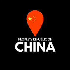 People's republic of China. Location icon with China flag 