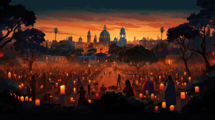 At nightfall, cemeteries glow with the warm light of countless candles, casting an ethereal glow on the festivities that bridge generations and preserve Mexican ancestral traditions