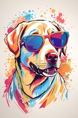 Sunny Labrador: Vibrant Portrait Featuring a Joyful Pup Wearing Shades