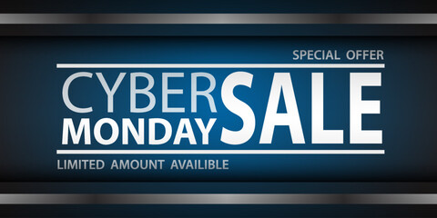 
Cyber ​​Monday sales, special offers. Wide Banner. Vector illustration.