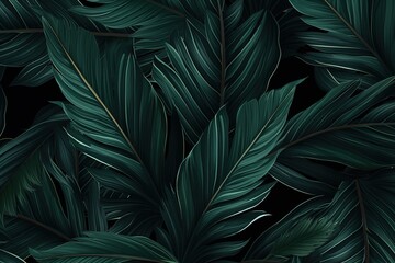 Rainforest Reverie A Tropical Leaves Backdrop for Tranquility Tropical Leafy Medley Leaves Pattern for Natural Beauty