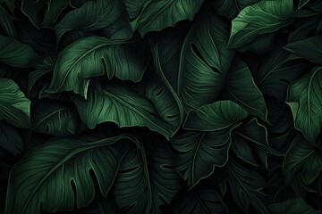 Tropical Leafy Medley Leaves Pattern for Natural Beauty Palm Tree Paradise Tropical Leaves...