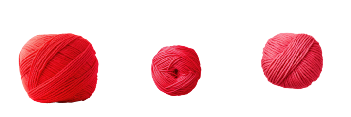 Isolated red yarn on a transparent background