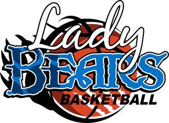 lady bears basketball team design with claw and ball for school, college or league sports