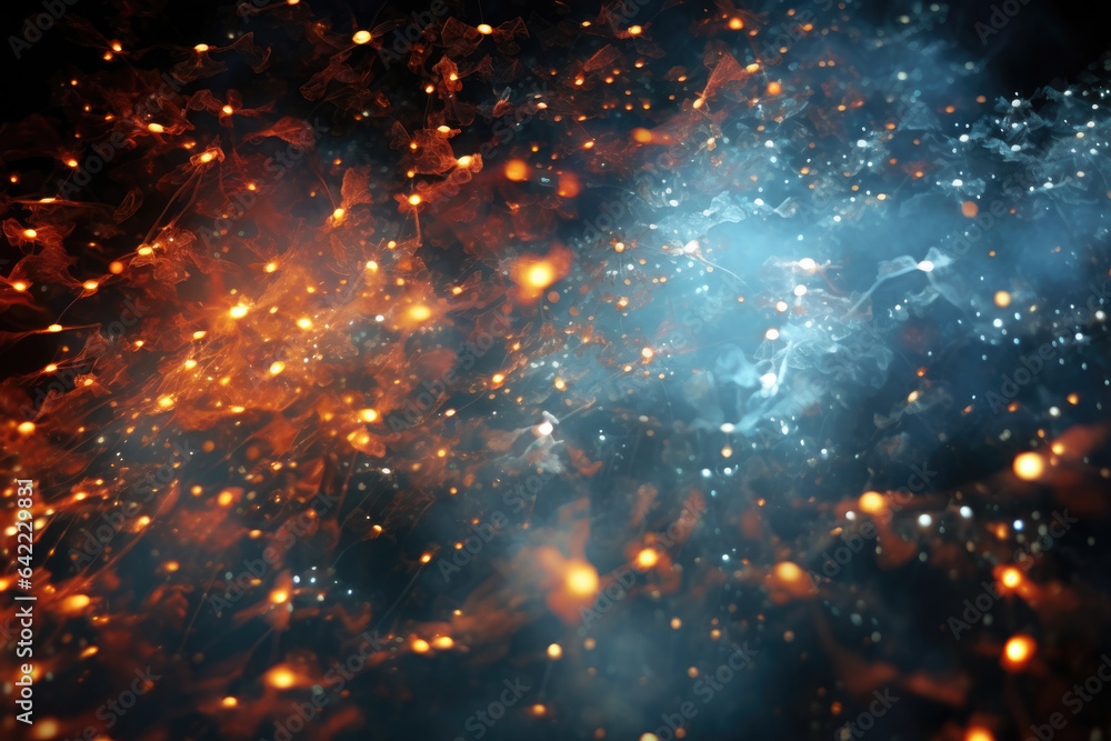 Poster vibrant fireworks illuminating night sky with dazzling array of colors and patterns.