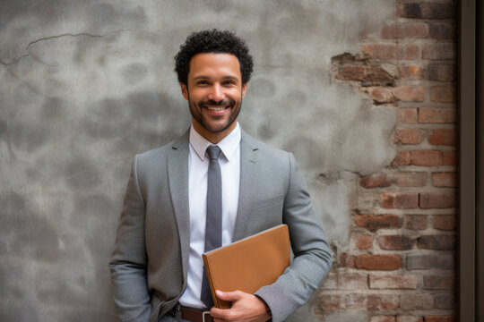 Professional Man In Suit And Tie Holding Folder. This Image Is Perfect For Business-related Projects And Presentations.