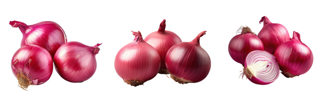 Red onions against transparent background
