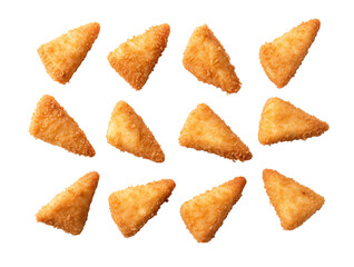 Triangle Shaped Chicken Nuggets Isolated Transparent Background Junk Food Snack Top View Flat Lay