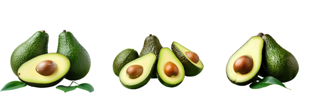 Avocados on a transparent background Nutritious food