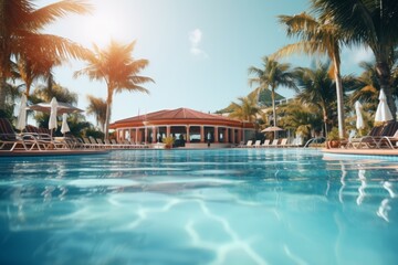 Resort swimming pool cinematic photography 3d render generative ai - obrazy, fototapety, plakaty