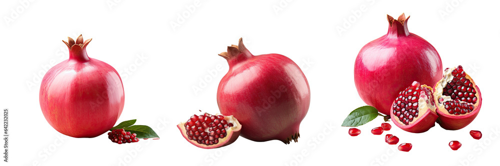 Poster pomegranate half isolated with clipping path on a transparent background