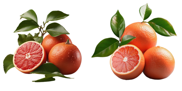 Two red oranges on a transparent background