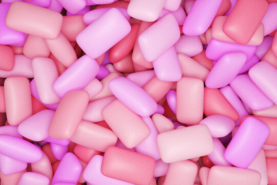 Heap of chewing gum in shades of pink. Illustration as design element for web design template backgrounds and slide show presentation wallpapers