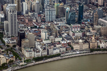 Obraz premium Aerial view of Shanghai cityscape. Shanghai, China.