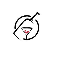 Bar and Cafe logo. Wine Glass Cafe Vintage vector. Simple Vintage Wine Logo design