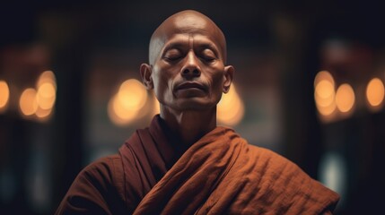 A monk meditates
