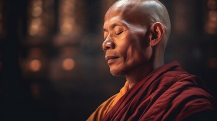 A monk meditates - obrazy, fototapety, plakaty
