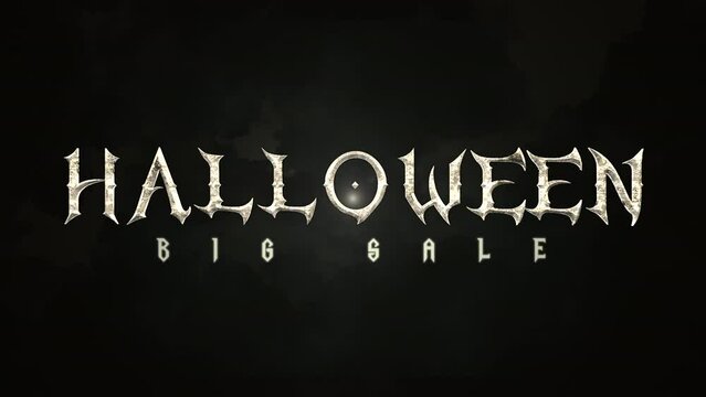 Halloween Big Sale text on dark space, motion holidays, horror and Halloween style background