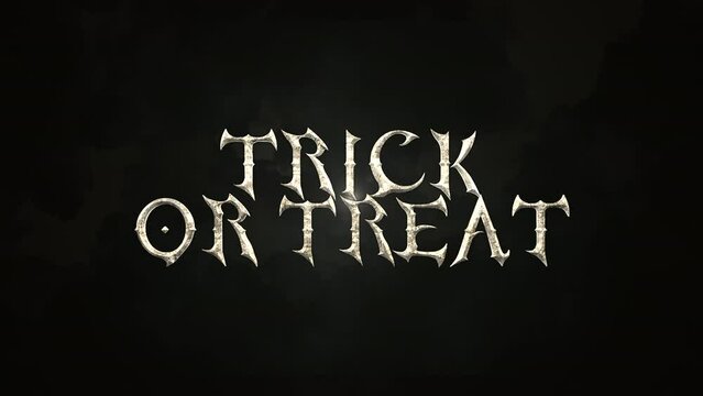 Trick Or Treat text on dark space, motion holidays, horror and Halloween style background