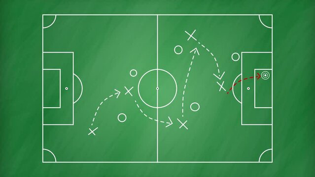 soccer football strategy and tactics scheme with arrow and players 