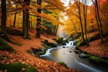 Poster Im Rahmen autumn in the forest © tahira