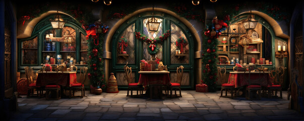 Santa's Workshop in an Enchanting Winter Setting with Fantastical Architecture, Generative AI