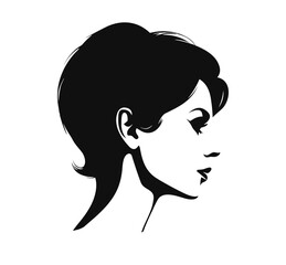 Elegant edgy woman profile silhouette with a chic confident bob haircut