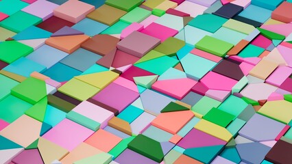abstract colored fractured rectangle shapes. 3d illustration background