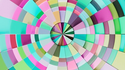 colored fractured circular shapes. 3d illustration background