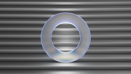 circular rough glass shape with dark lined elegant background. 3d illustration