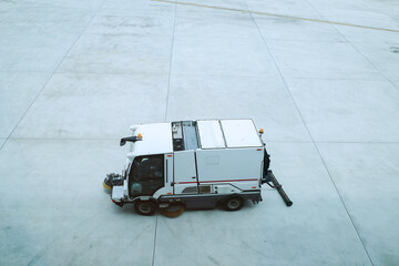 View of a runway cleaner truck at Changi International Airport