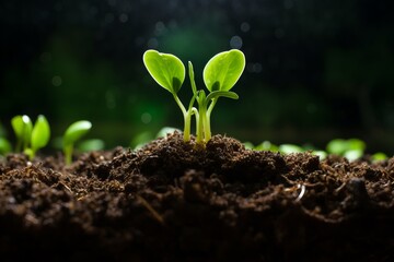 many fresh green shoots emerging from the soil Generative AI