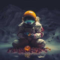 astronaut eating candy Generative AI