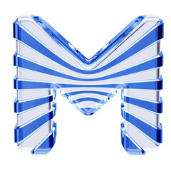 White symbol with blue straps. letter m