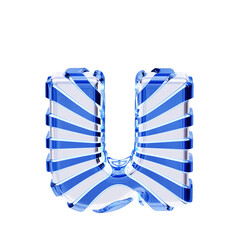 White symbol with blue straps. letter u