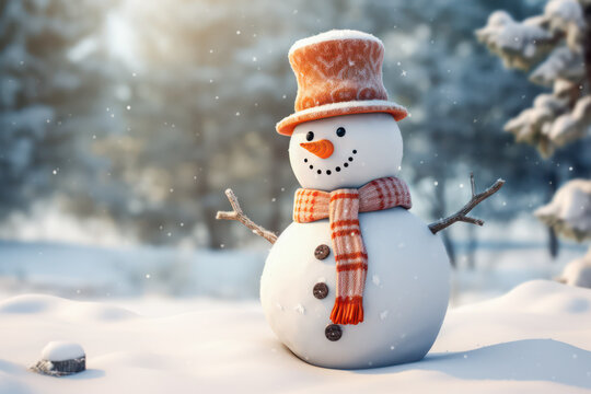 snowman on a snowy winter day