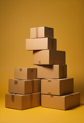 A minimalist depiction of neatly stacked brown boxes, portraying order and simplicity in packaging.