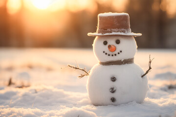 Cute snowman in winter season