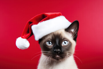 Adorable cat in a Santa Hat: Getting into the Christmas Spirit. Generative AI