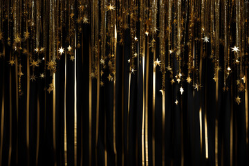 Christmas background with golden foil tinsel