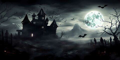 a mysterious alley with a mysterious atmosphere leading to a mansion, halloween, horror, scary, frightening