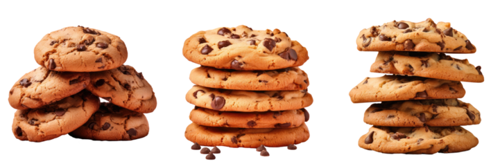 Three cookies zoomed in transparent background