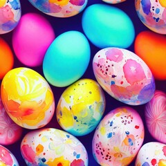 Fototapeta na wymiar Colorful Watercolor Easter Eggs: A Festive and Vibrant Celebration of Spring and Renewal