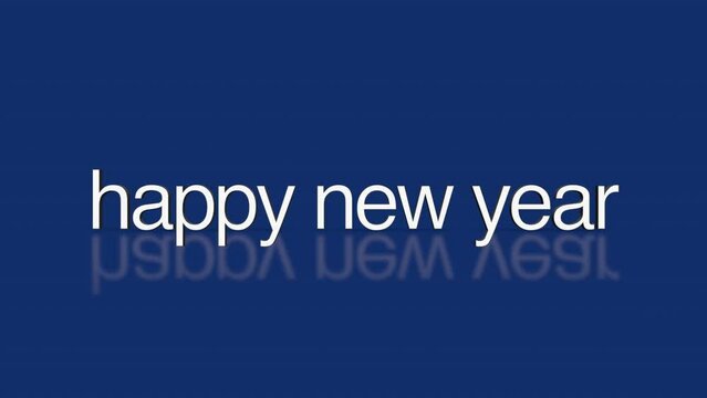 Rolling Happy New Year text on blue gradient, motion abstract business, modern, promo and holidays style background
