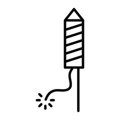  Fireworks Rocket line icon, liner flat illustration on white background..eps