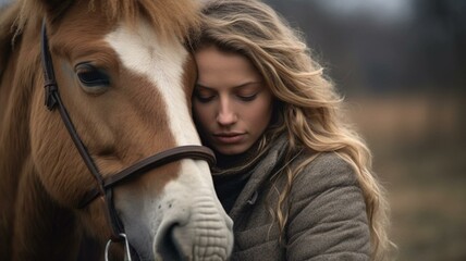 Closeup of a woman with horse