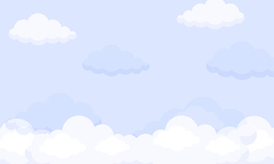 Obraz premium Vector blue color sky background with clouds design