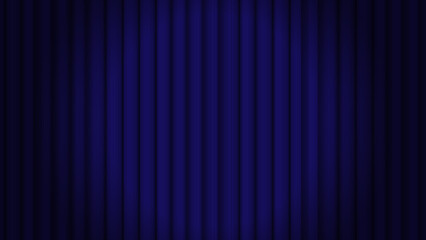 中央が照明で照らされている高級感のある紺色のカーテン　横長の背景イラスト素材