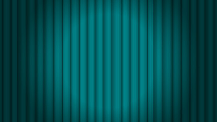 中央が照明で照らされている高級感のある青緑色のカーテン　横長の背景イラスト素材